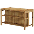 59" Farmhouse Kitchen Island, Solid Wood Dining Prep Table With 2 Open Storage Shelves
