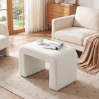 23.62-Inch Modern Vanity Stool with Faux Cashmere Upholstery, Arched Ottoman Footstool