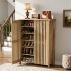 43.31 Inch 6-Tier Shoe Cabinet with Louvered Doors, Farmhouse Shoe Storage Cabinet for Entryway and Hallway