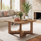 31.5 Inch Square Solid Wood Coffee Table, Farmhouse Living Room Table with Sturdy Base