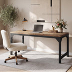 63-Inch Solid Wood Office Desk with Metal Frame and 800 lb Capacity, Heavy-Duty Computer Desk for Home Office