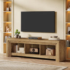 63-Inch Farmhouse TV Stand, Oak Media Console with Open Storage for Living Room
