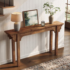 63-Inch Solid Wood Console Table with Unique Side Design, Farmhouse Narrow Sofa Table for Entryway