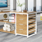 59" L-Shaped Desk, Reversible Corner Computer Desk with Drawers and Shelves