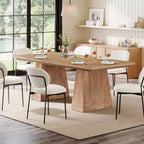 63 Inch Dining Table for 6, Farmhouse Rectangular Kitchen Table with Double Pedestal for Dining Room