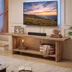 71 Inch Solid Wood TV Stand with 2-Tier Storage, Media Console for 55 to 85 Inch TVs