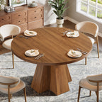 47-Inch Round Dining Table, Sturdy Base with Thickened Top for Kitchen and Dining Room