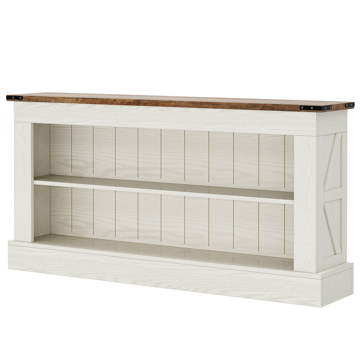63-Inch Modern Farmhouse TV Stand with Storage, White Media Console for Living Room