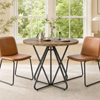 31.5-Inch Round Dining Table with Geometric Metal Base, Small Kitchen Table for 2-3 People