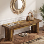 55.12-Inch Wooden Entryway Bench, Farmhouse Long Bench with Storage Space