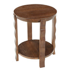 19.69-Inch Round Side Table with 2-Tier Storage, Solid Wood End Table for Living Room