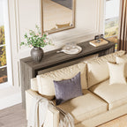 55-Inch Farmhouse Console Table with Storage, Narrow Wooden Entryway Sofa Table