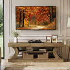 63-Inch Farmhouse TV Stand with 3-Tier Storage, Curved Media Console for Living Room
