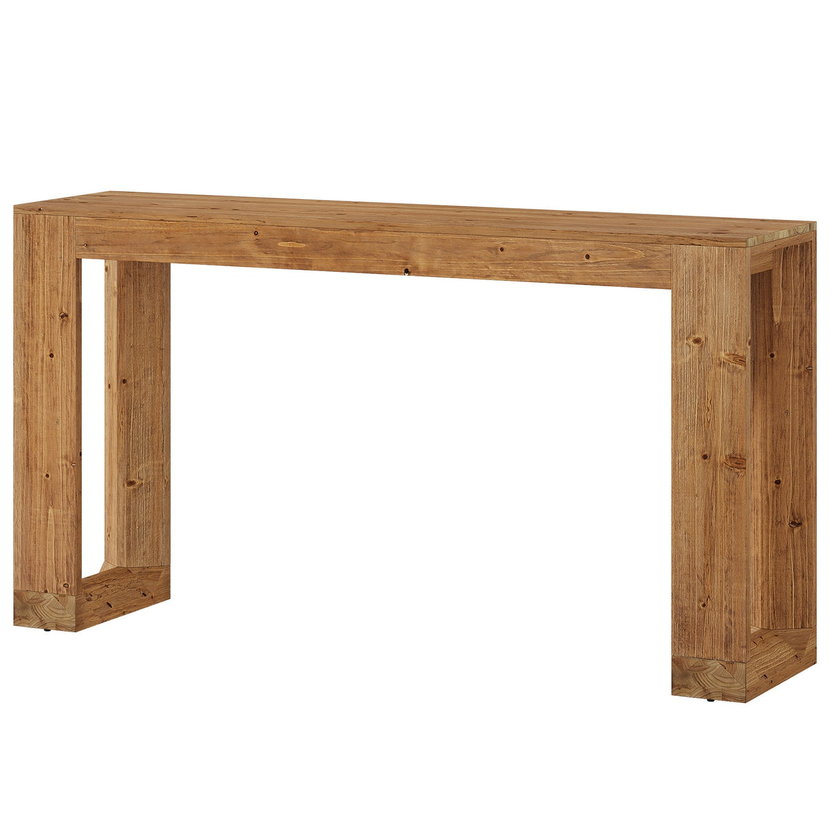 63-Inch Farmhouse Console Table with Reinforced Base, Solid Wood Sofa Table for Entryway Study and Living Room