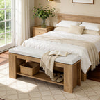 47.24-Inch Upholstered Hallway Bench with Padded Seat, Farmhouse Bed Bench for Bedroom