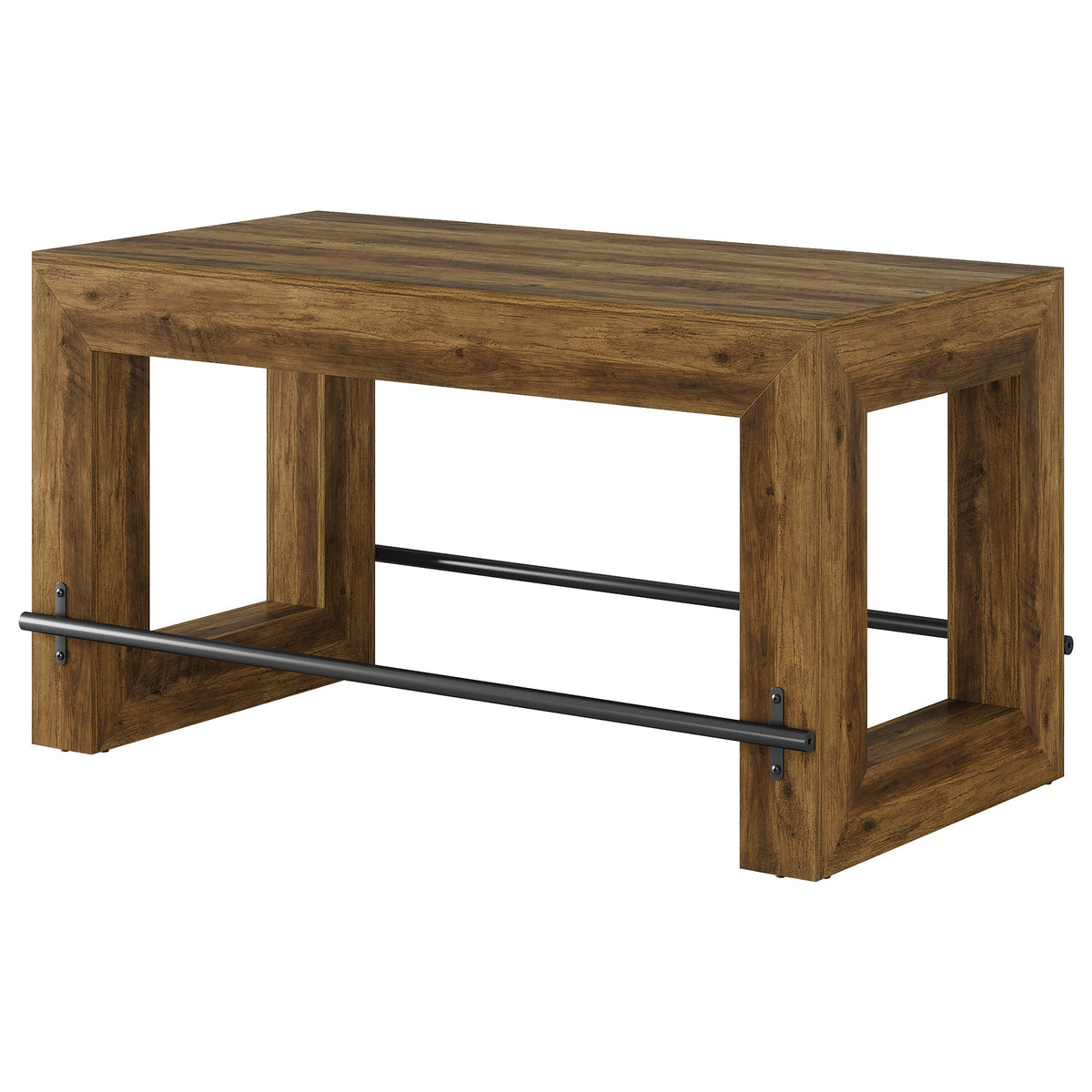 59-Inch Industrial Bar Table with Metal Footrest, Counter Height Pub Table for Kitchen