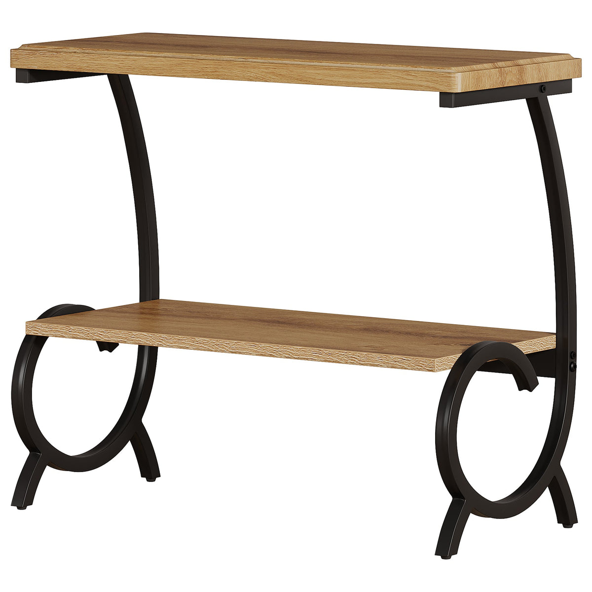 23.6-Inch Tall 2-Tier End Table, Narrow Couch Side Table with J-Shaped Metal Legs