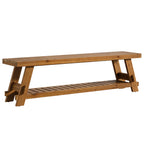 63 Inch Solid Wood Shoe Storage Bench for 6 Pairs, Farmhouse Entryway Seat with Shelf