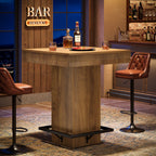 31.5-Inch Square Bar Table with Metal Footrest, Industrial Pub Table for Small Kitchens