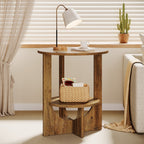 19.68-Inch Round End Table with Storage, 2-Tier Tall Side Table for Living Room and Bedroom