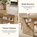 63-Inch Farmhouse Dining Table for 4 to 6 People with Heavy Duty Double Base