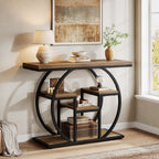 41 Inch Industrial Console Table with Storage, 4 Tier Narrow Sofa Table for Entryway Living Room