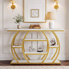 41.3-Inch Modern Console Table with 5-Tier Storage, Narrow Faux Marble Entryway Table for Living Room and Hallway