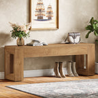 47-Inch Farmhouse Entryway Bench, Long Wood Shoe Bench with Reinforced MDF Structure for Hallway