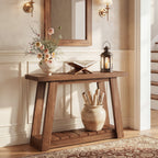 41.3-Inch 2-Tier Wood Console Table, Narrow Entryway Storage Sofa Table with Open Shelves for Living Room and Hallway