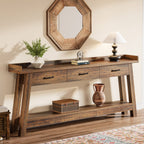 70.9 Inch Extra Long Console Table with 3 Drawers, 2-Tier Sofa Table for Living Room