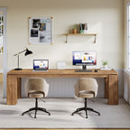 86.61-Inch Two-Person Computer Desk, Extra Long Wood Workstation Table for Home Office Study Room