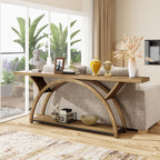 70.87-Inch Rustic Console Table with Storage Shelf, Narrow Sofa Table for Entryway and Hallway