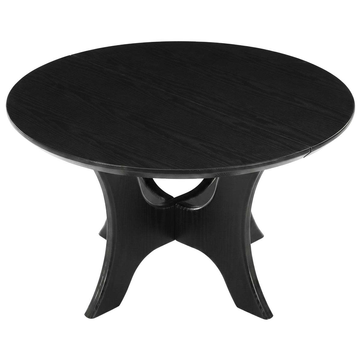 31.1 Inch Round Coffee Table with Cross Base, Modern Black Table for Living Room