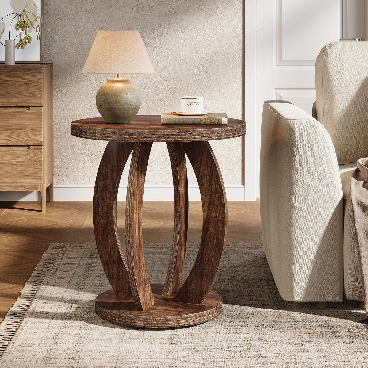 24-inch round farmhouse nightstand