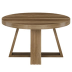 31.5-Inch Round Coffee Table with Thick MDF Tabletop and Cross Base, Rustic Farmhouse Center Table for Living Room