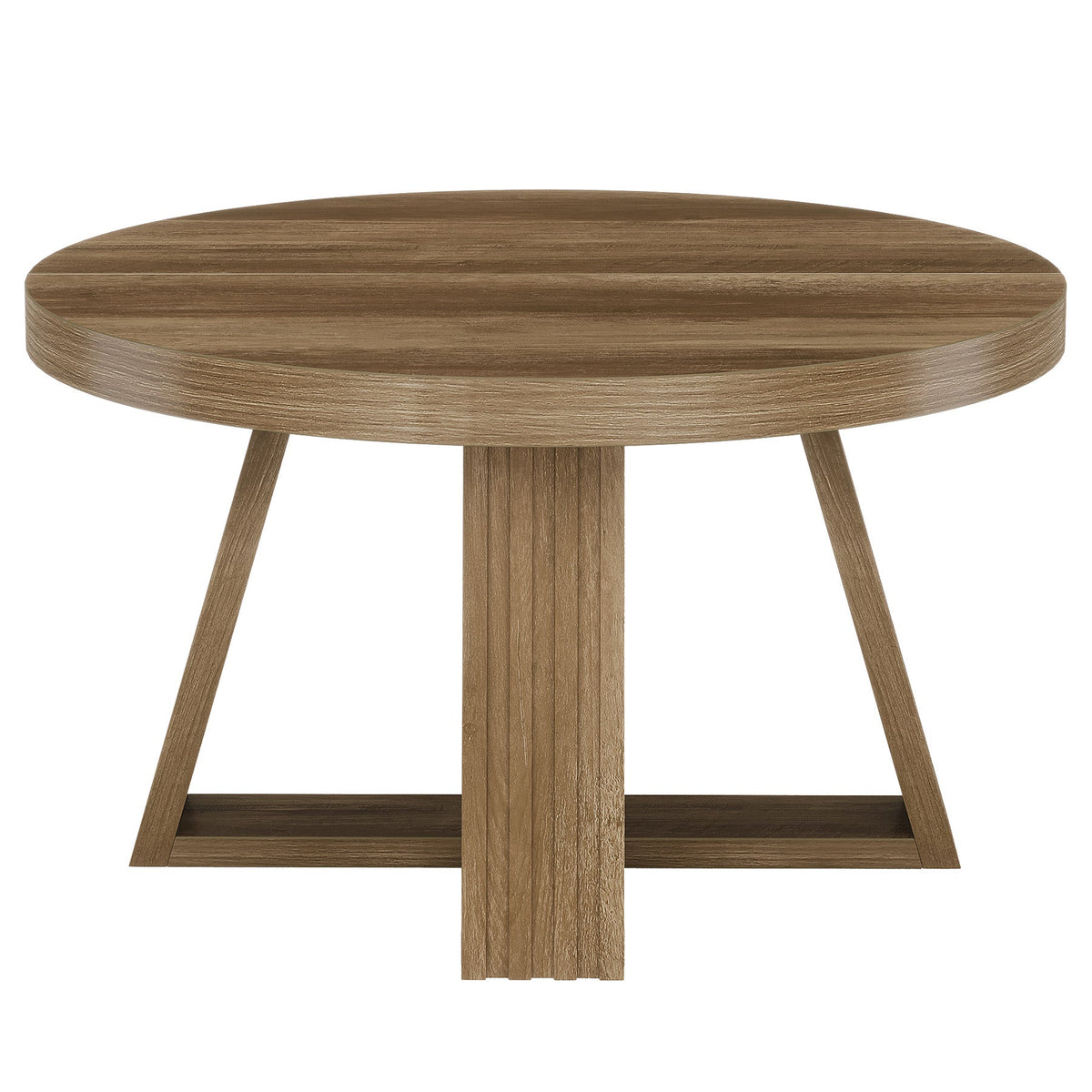 31.5-Inch Round Coffee Table with Thick MDF Tabletop and Cross Base, Rustic Farmhouse Center Table for Living Room