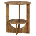 19.68-Inch Round End Table with Storage, 2-Tier Tall Side Table for Living Room and Bedroom