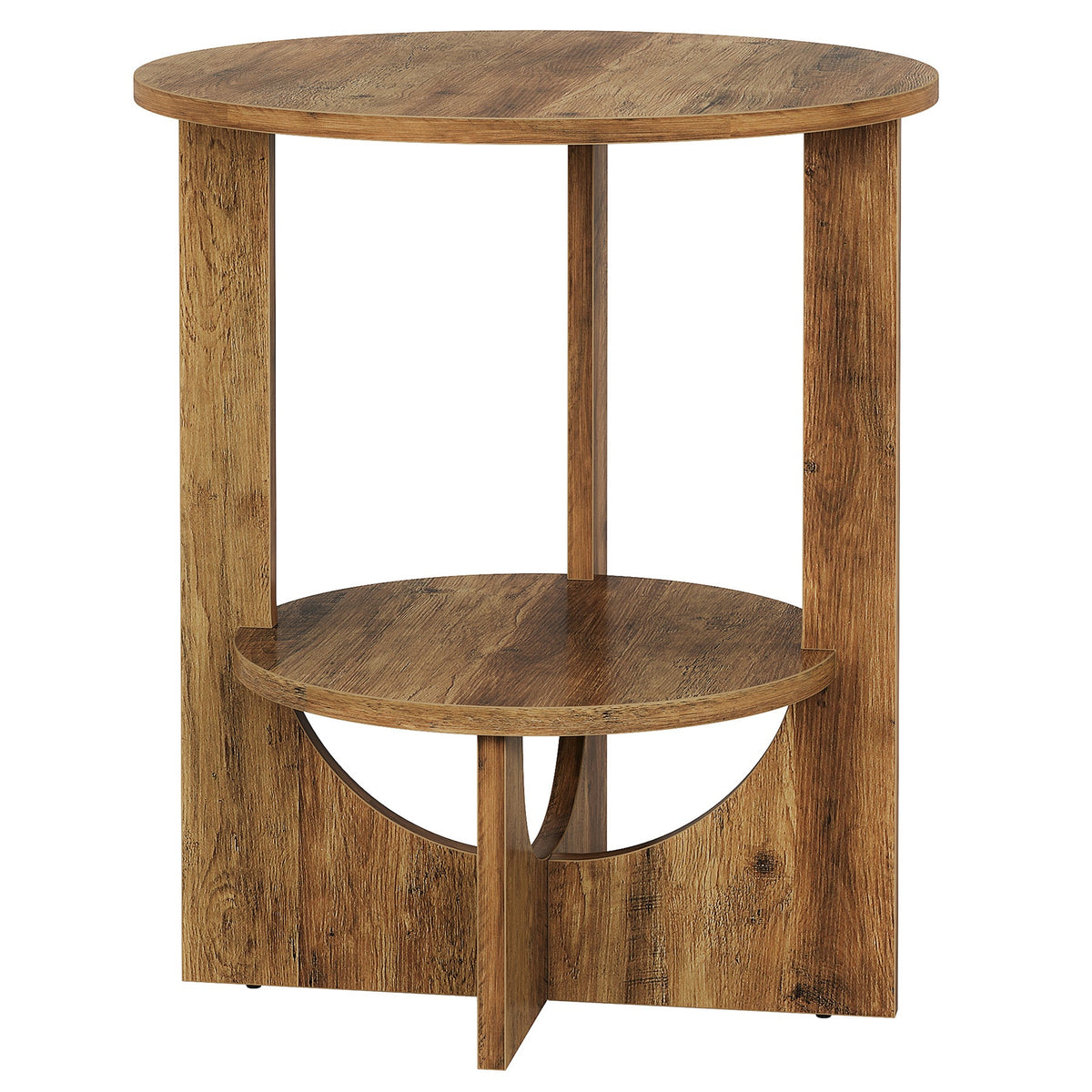 19.68-Inch Round End Table with Storage, 2-Tier Tall Side Table for Living Room and Bedroom