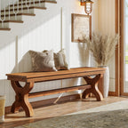 55 Inch Solid Wood Entryway Bench for 2, Farmhouse Narrow Seat for Hallway and Bedroom
