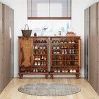 Rattan Shoe Cabinet, 5-Tier Hidden Shoe Storage for Entryway