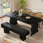 47.24-Inch Black Kitchen Table Bench with Rounded Edges, Modern Dining Bench for Dining Room