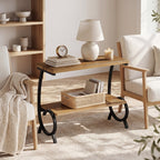 23.6-Inch Tall 2-Tier End Table, Narrow Couch Side Table with J-Shaped Metal Legs