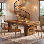 63 Inch Farmhouse Dining Table for 6, Rectangular Wooden Kitchen Table with Heavy Duty Legs for Dining Room