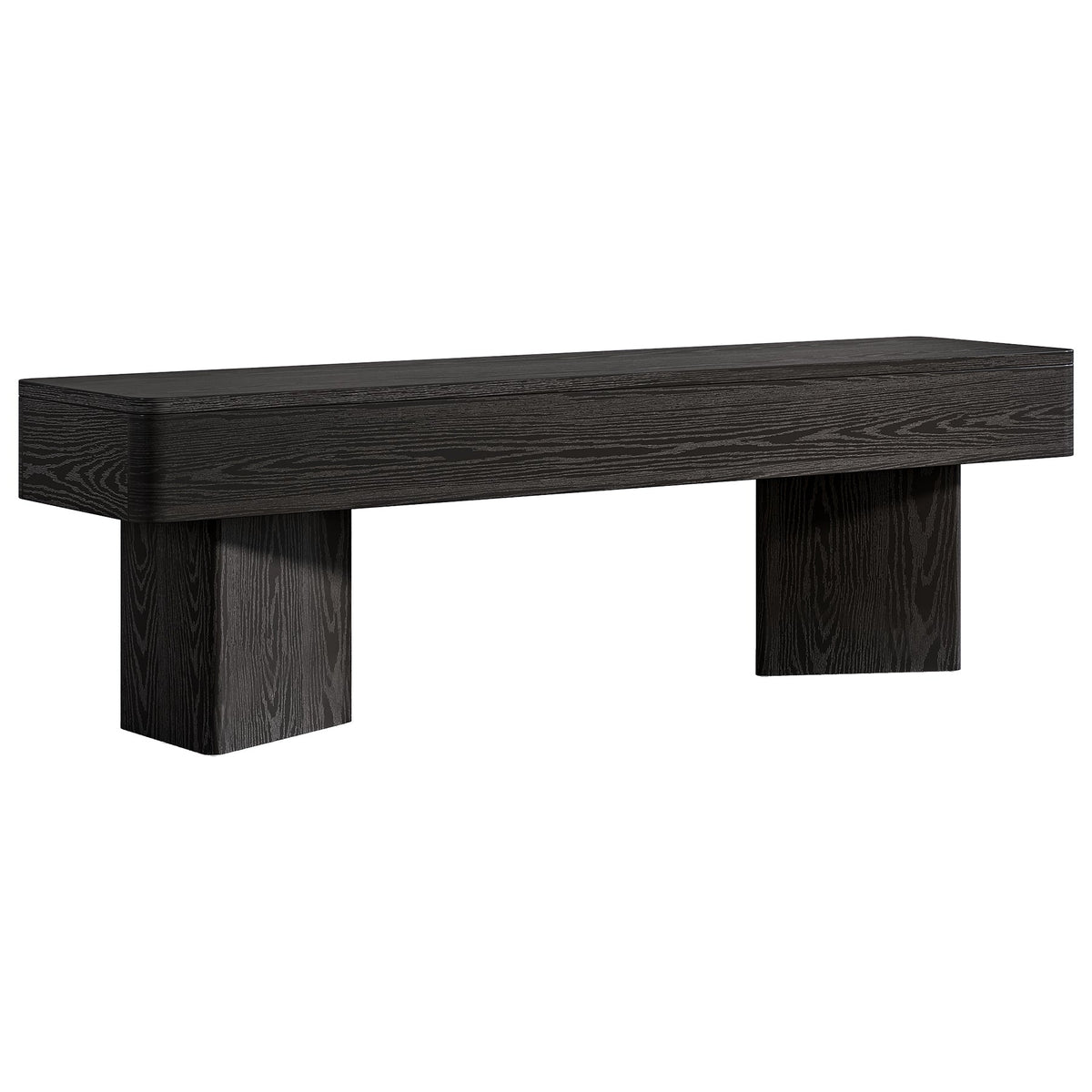 47.24-Inch Black Kitchen Table Bench with Rounded Edges, Modern Dining Bench for Dining Room