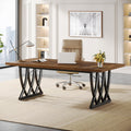 70.86-Inch Executive Desk, Large Home Office Computer Desk with Trestle Metal Frame for Study and Writing