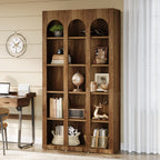 70.87-Inch 5-Tier Arched Bookcase, Mid Century Modern Tall Bookshelf with Open Shelves for Home Office