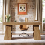 55 Inch Executive Desk with Drawer, Large Office Computer Desk with Storage Shelves for Home Office