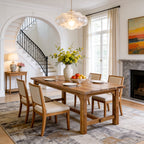 63-Inch Solid Wood 4-6 Seater Dining Table with Thick Top, Rectangular Farmhouse Table