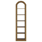 74.8-Inch Tall Arched Bookshelf, 6-Tier Narrow Open Bookcase for Small Spaces