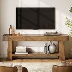 63-Inch Farmhouse TV Stand with 2-Tier Storage, Media Console for Living Room or Bedroom